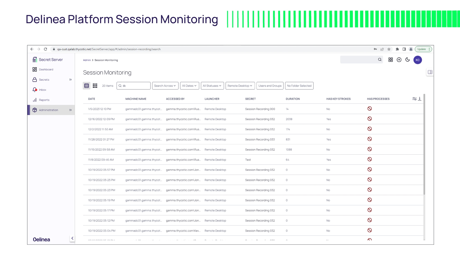 Session Monitoring Screenshot