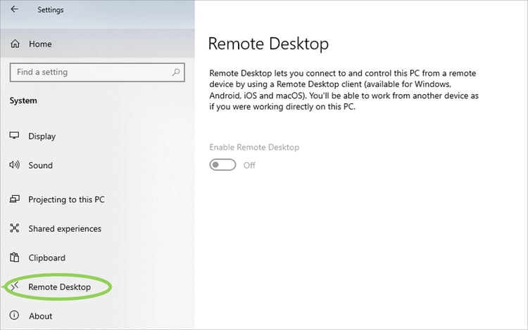 Remote Desktop - Screenshot