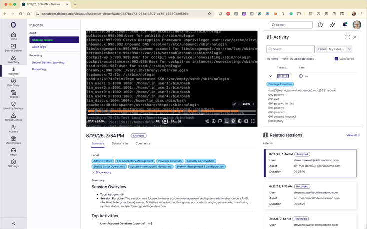 delinea-screenshot-platform-upgrade-auditing-delinea-iris-ai