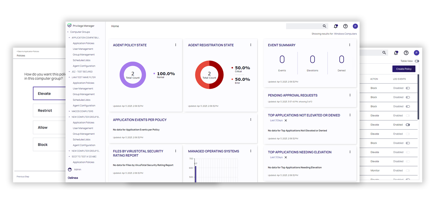 Privilege Manager Screenshots Privilege Manager Screenshots