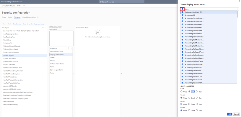 Security Configuration - Select All