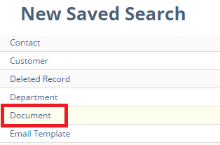 Figure 1 Saved Search for Document record type