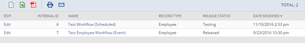 Figure 7 Results displaying changes to workflows