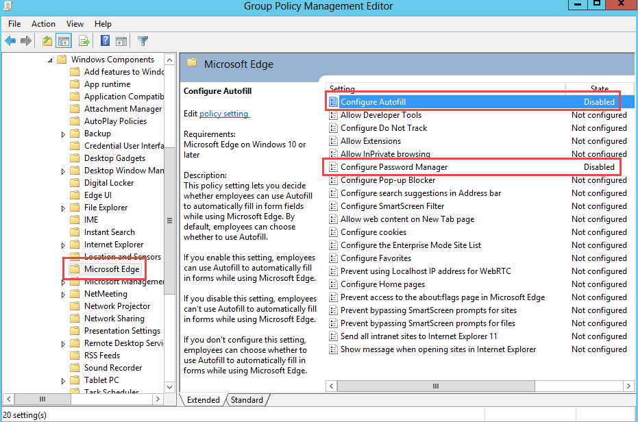Disable Password Manager in Microsoft Edge