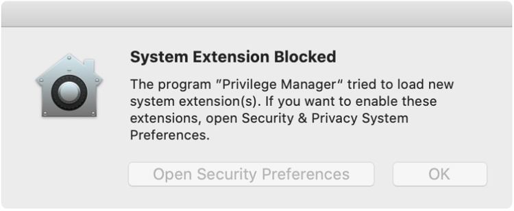 Screenshot: macOS Catalina SYSEX Warning Dialog