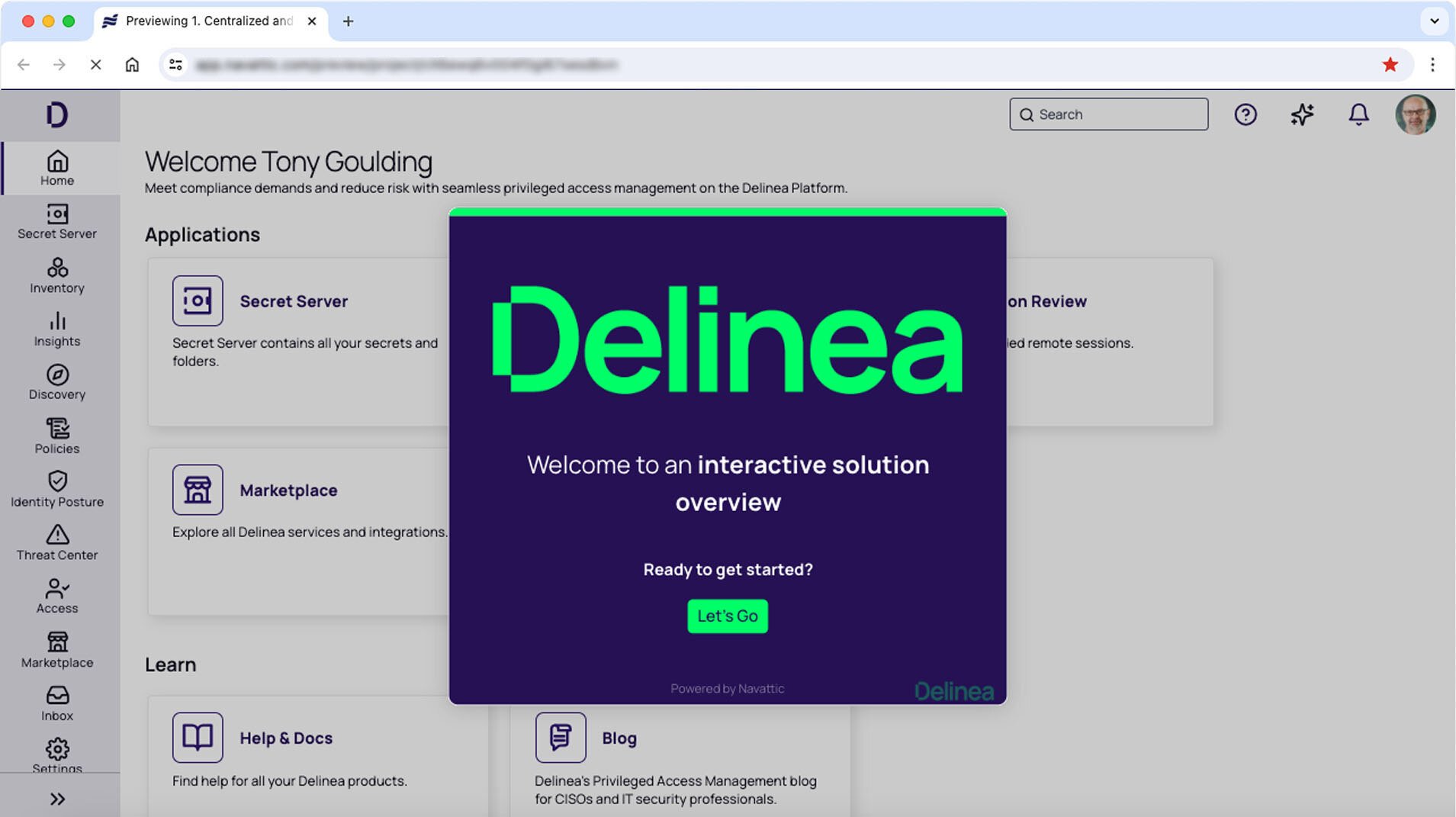 Demo interattiva di Delinea Analytics