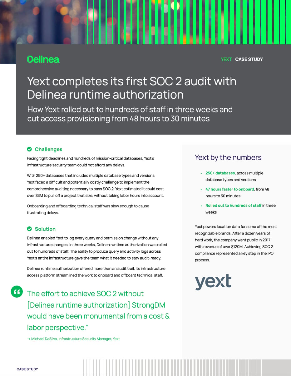 Yext completes its first SOC 2 audit with Delinea runtime authorization
