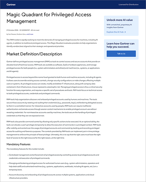 Gartner Magic Quadrant 2026 für Privileged Access Management