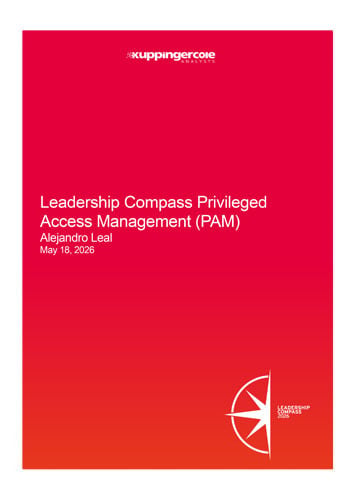 2026 KuppingerCole Leadership Compass for PAM