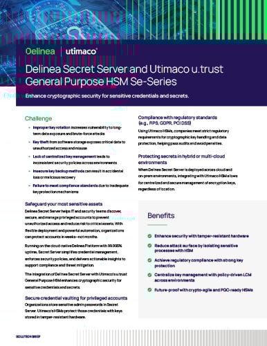 Delinea Secret Server and Utimaco u.trust General Purpose HSM Se-Series