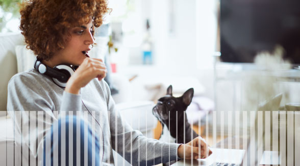 Remote worker with her dog