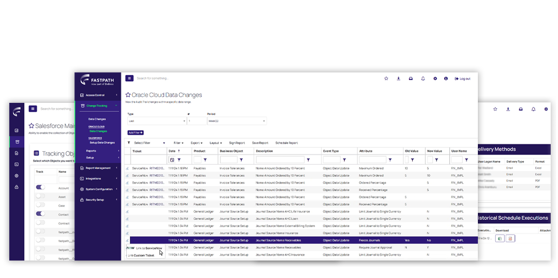 Screenshot: Change Tracking Dashboard