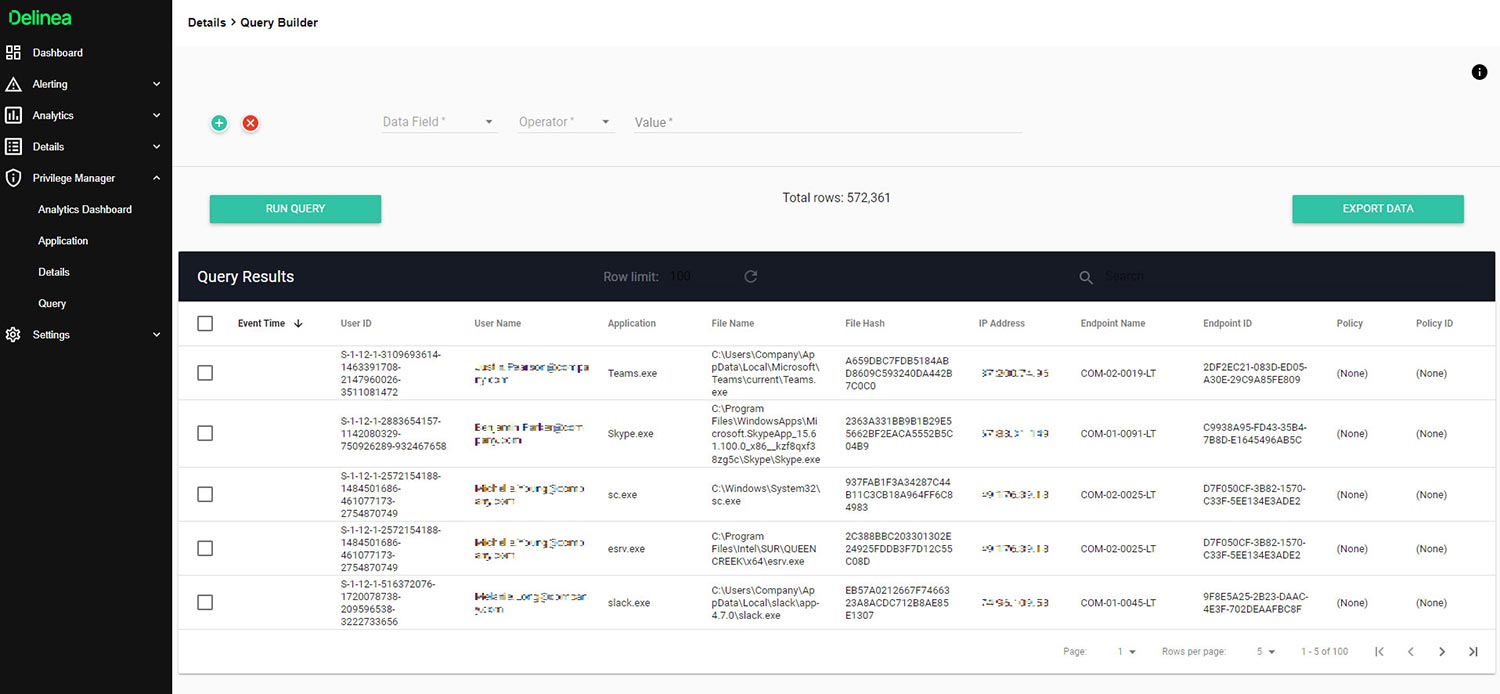 Privileged Behavior Analytics integrates with Privilege Manager - Screenshot